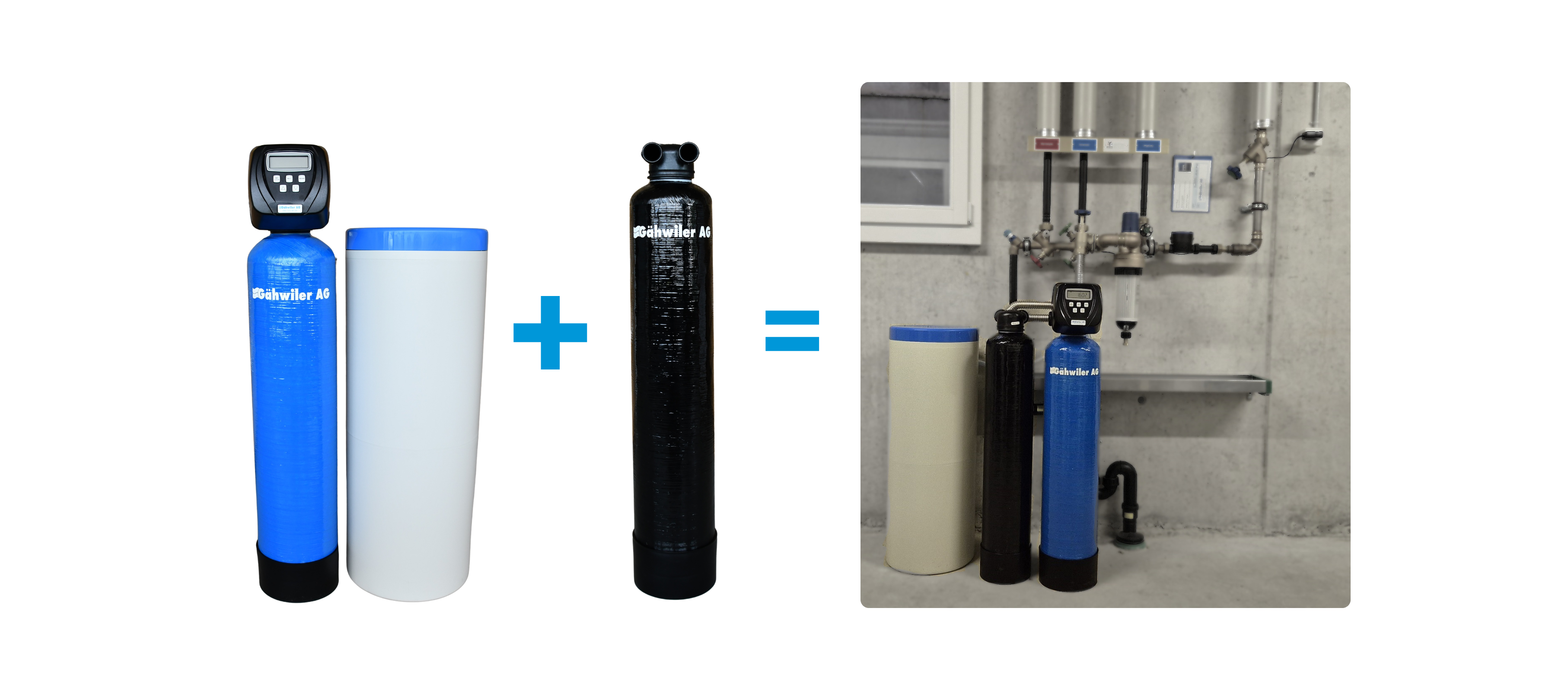 Ein Bild einer Entkalkungsanlage in Kombination mit einem Aktivkohleiflter.