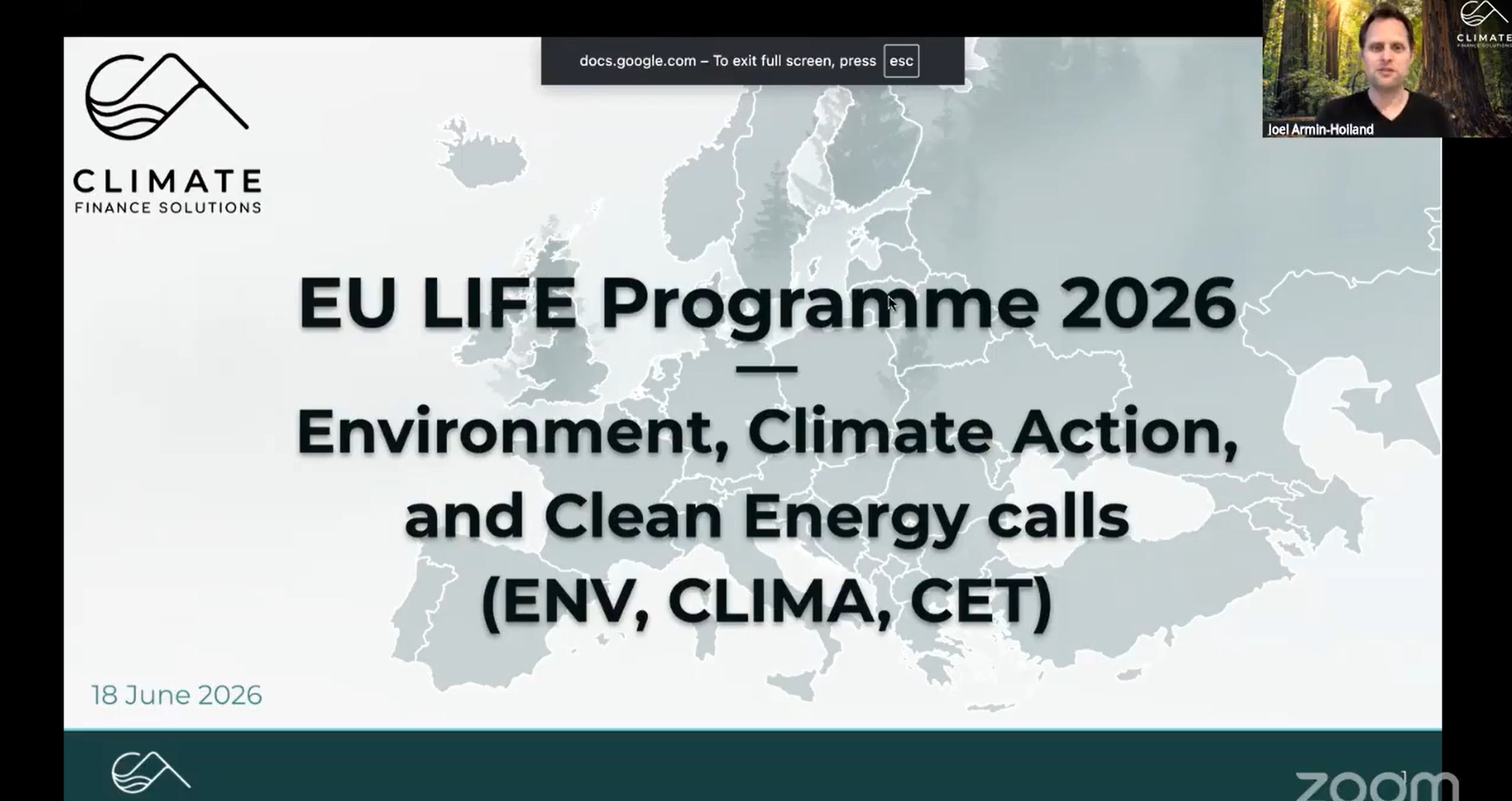 Webinar Recording: EU LIFE Programme - ENV, CLIMA, CET