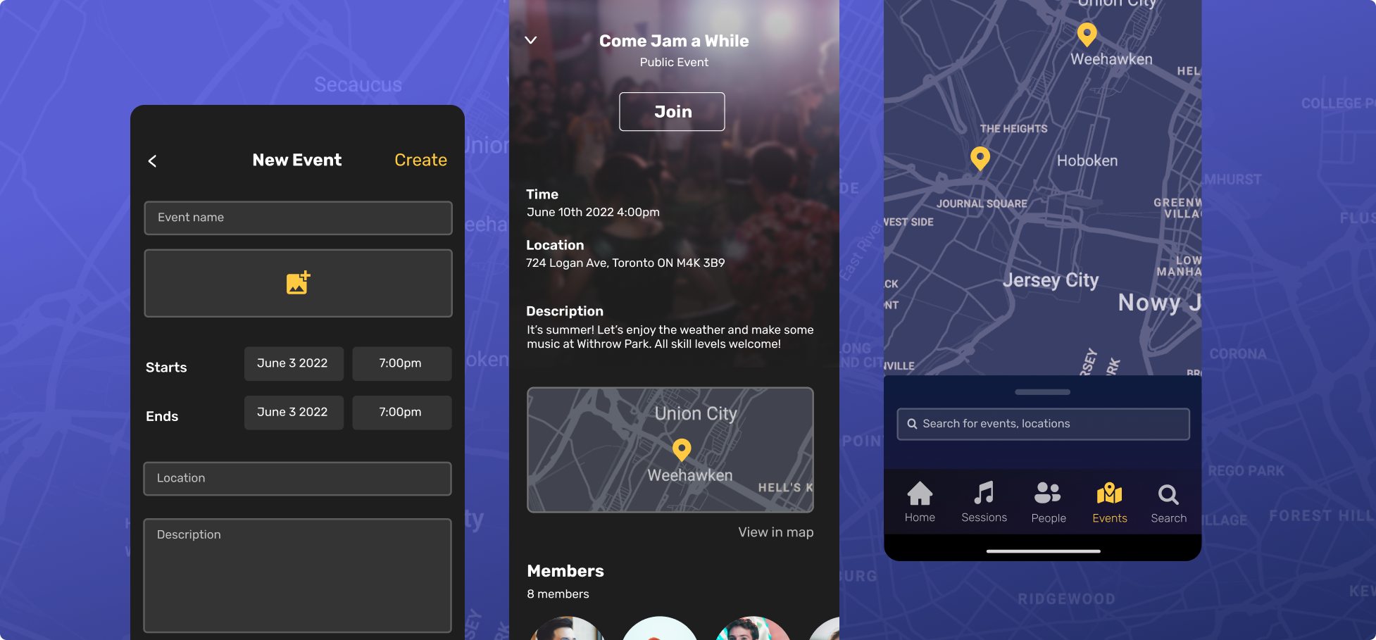 Event map and creation