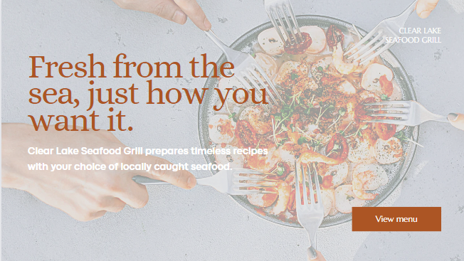 Screenshot of a restaurant's website.
