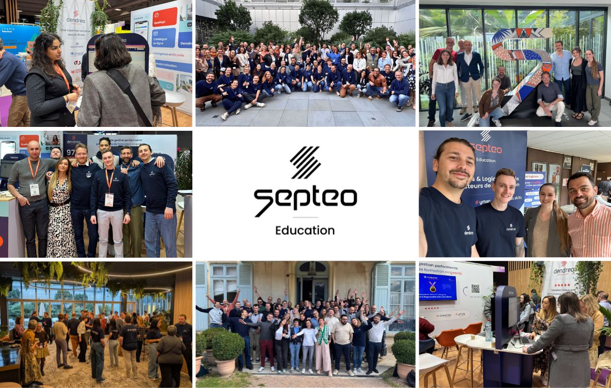 Logo Septeo Education entouré de photos de l'équipe