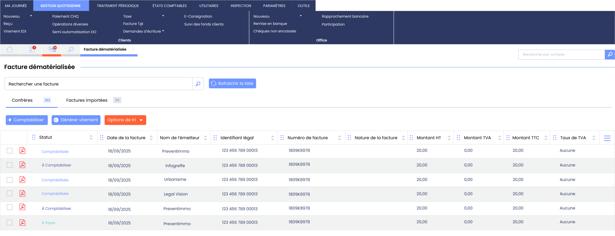 Capture d'écran Plateforme Agréée Septeo