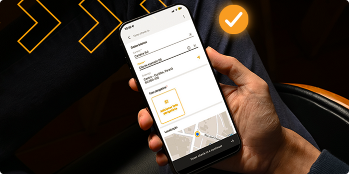 Check-in e check-out de visitas comerciais