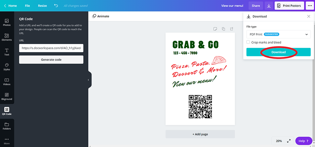 creating a QR code