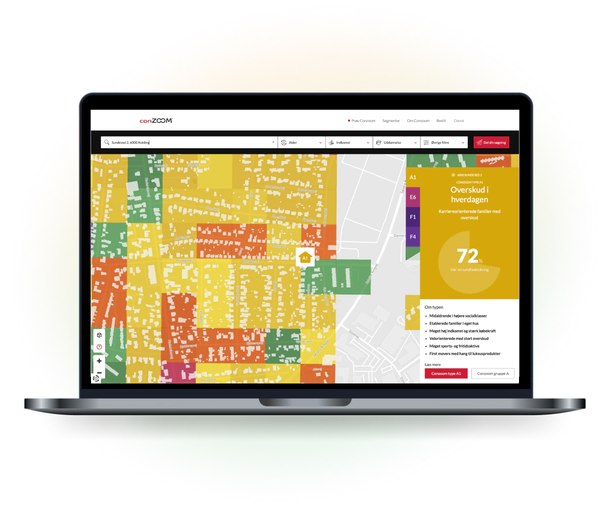 Coignite har forbedret Geomatic A/S' evne til at engagere potentielle kunder gennem udviklingen af en interaktiv datavisualisering af deres conZOOM®-segmenteringsmodel. Ved at kombinere teknologisk indsigt og datavisualisering har Coignite skabt en digital løsning, der præsenterer demografiske data på en måde, som gør dem lettere at tilgå og forstå.