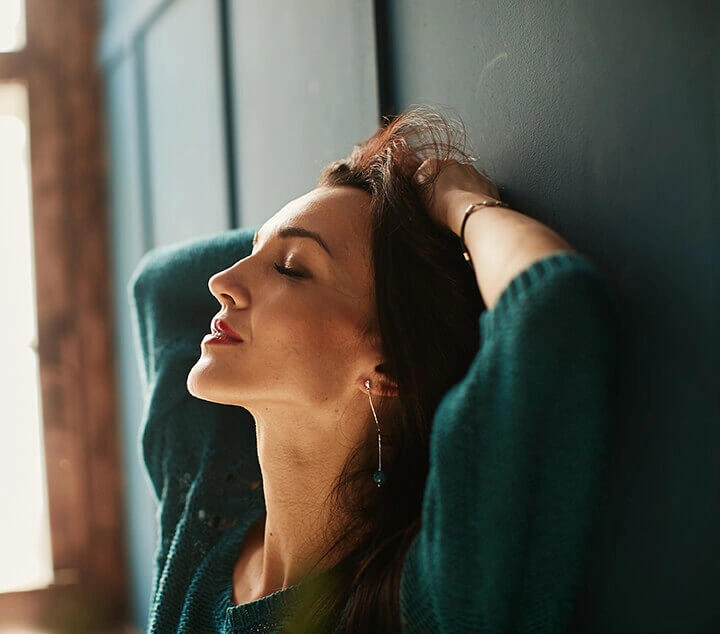 A woman free of worry, relaxing