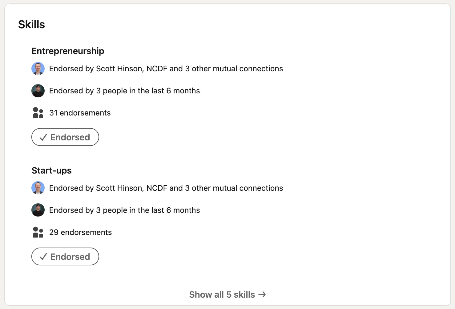 LinkedIn Skills Section Example