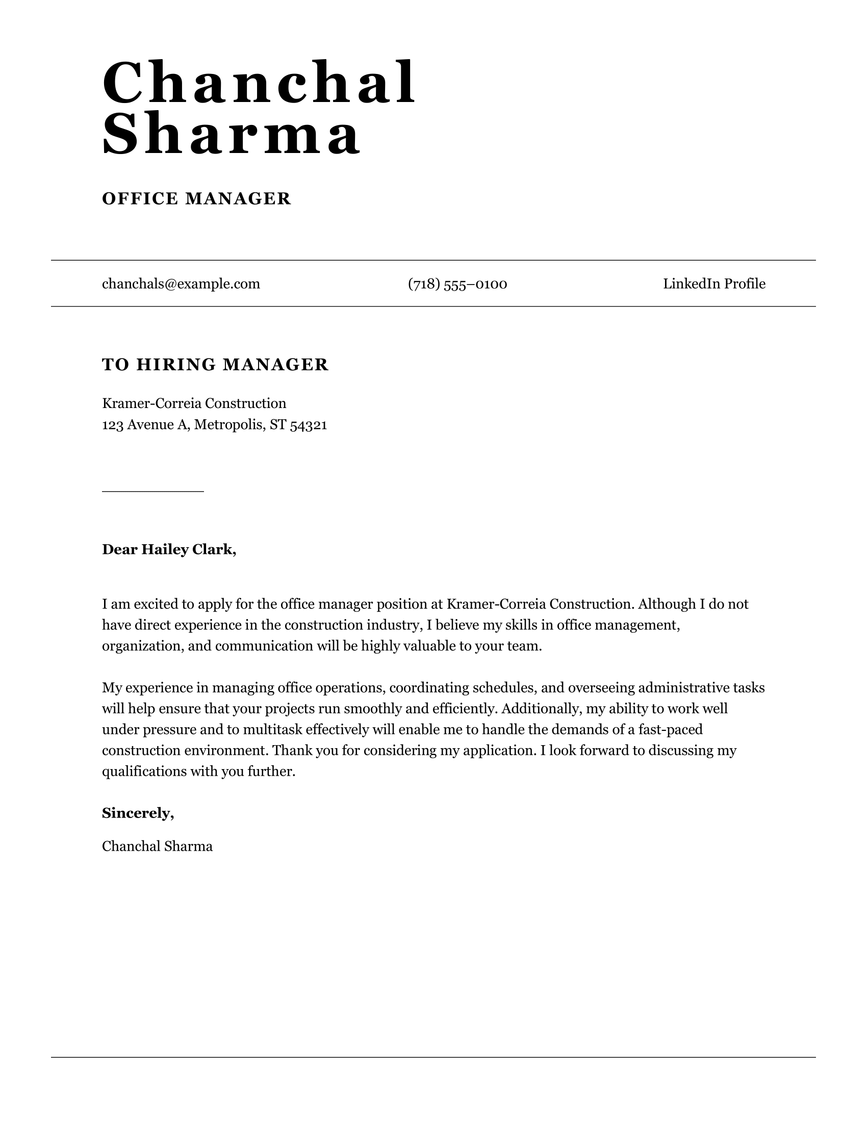 ATS cover letter template