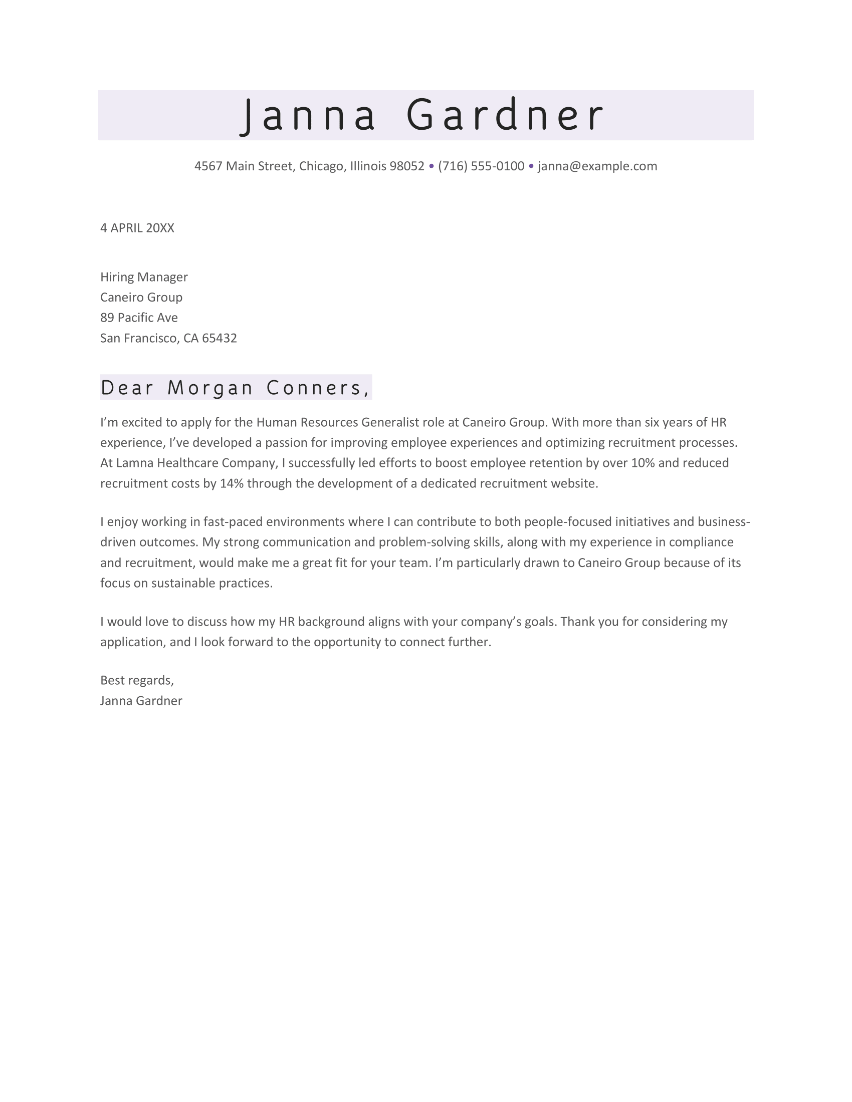 ATS classic cover letter template