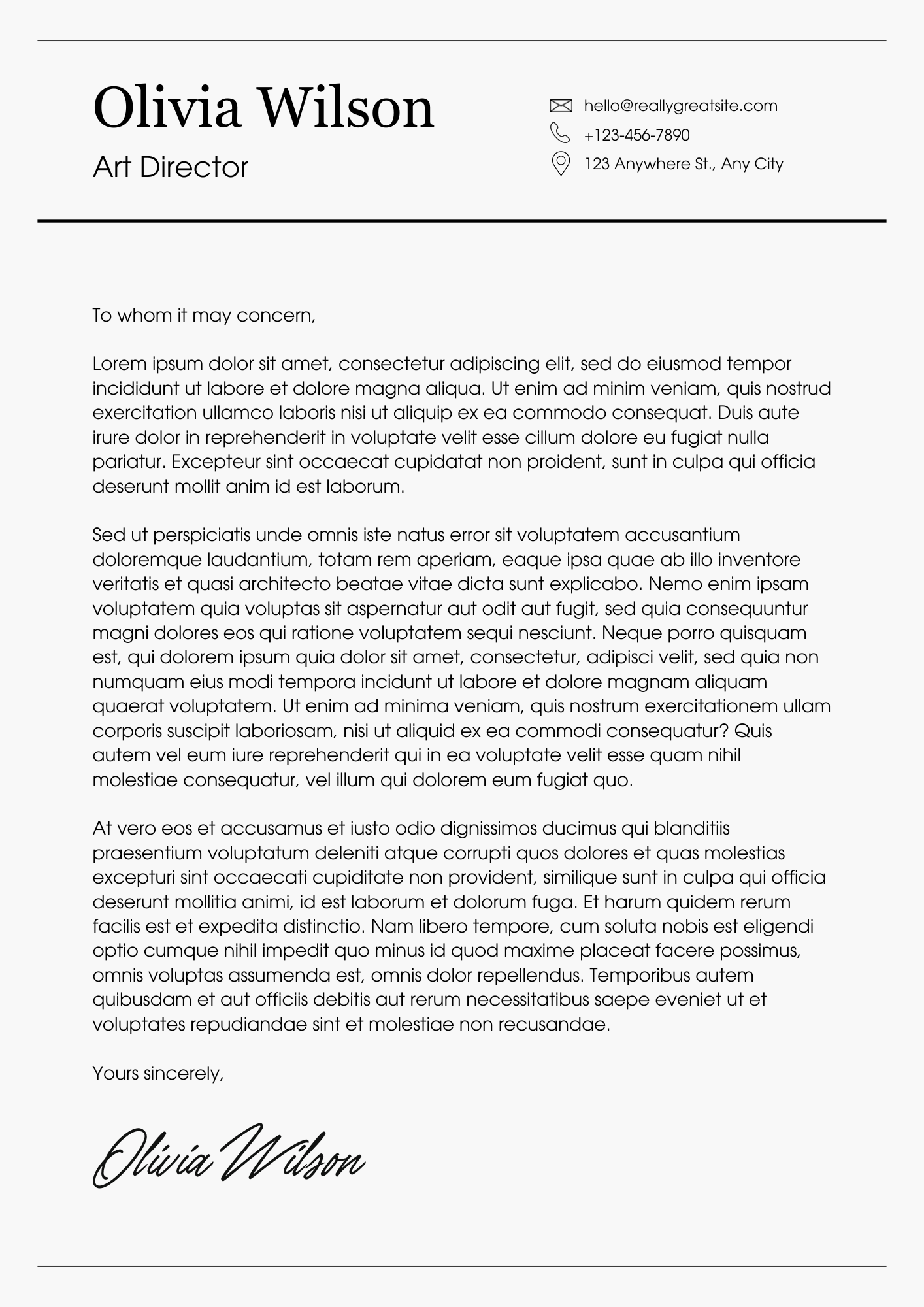 Simple cover letter template