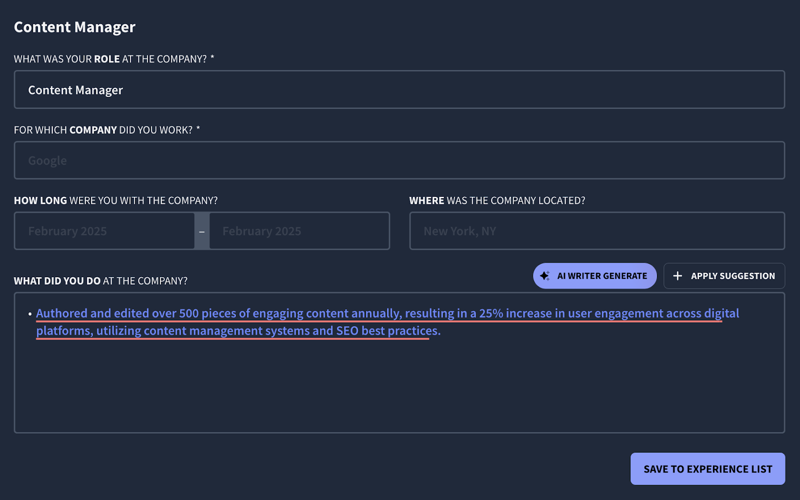 rezi ai bullet writer