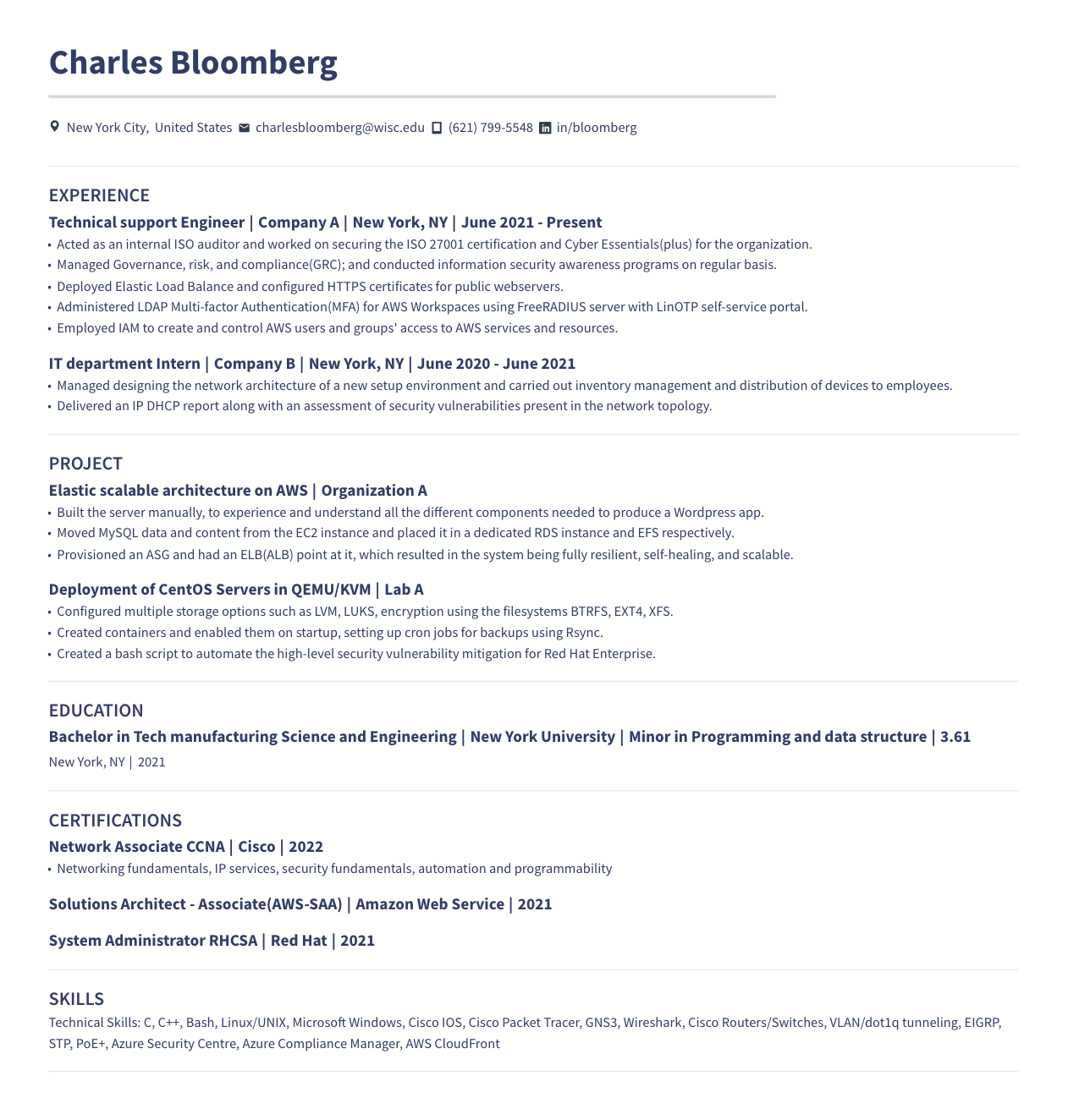 Technical Resume Template