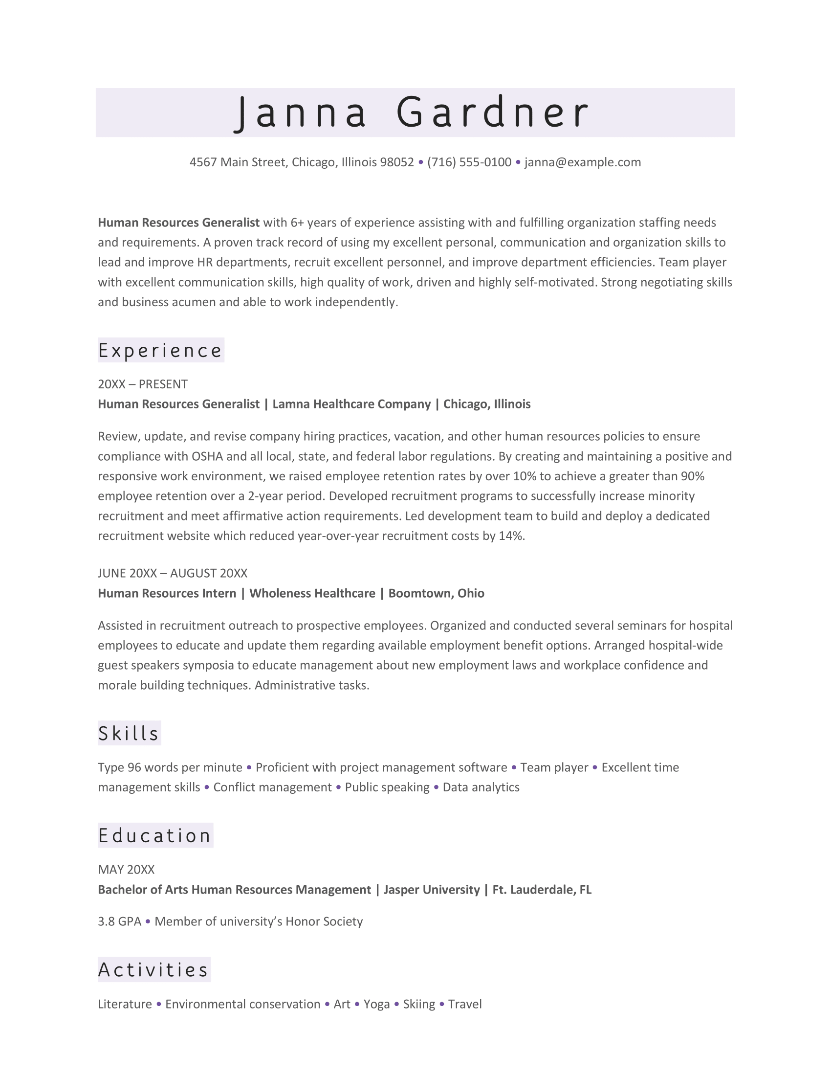 Microsoft Word Resume Template