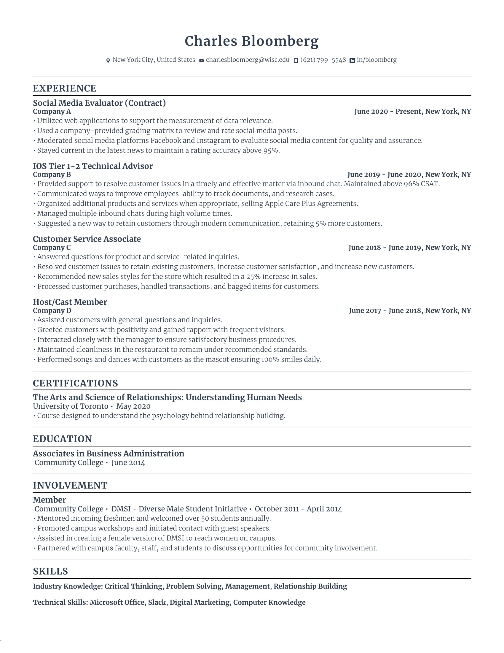Customer Service Resume Template