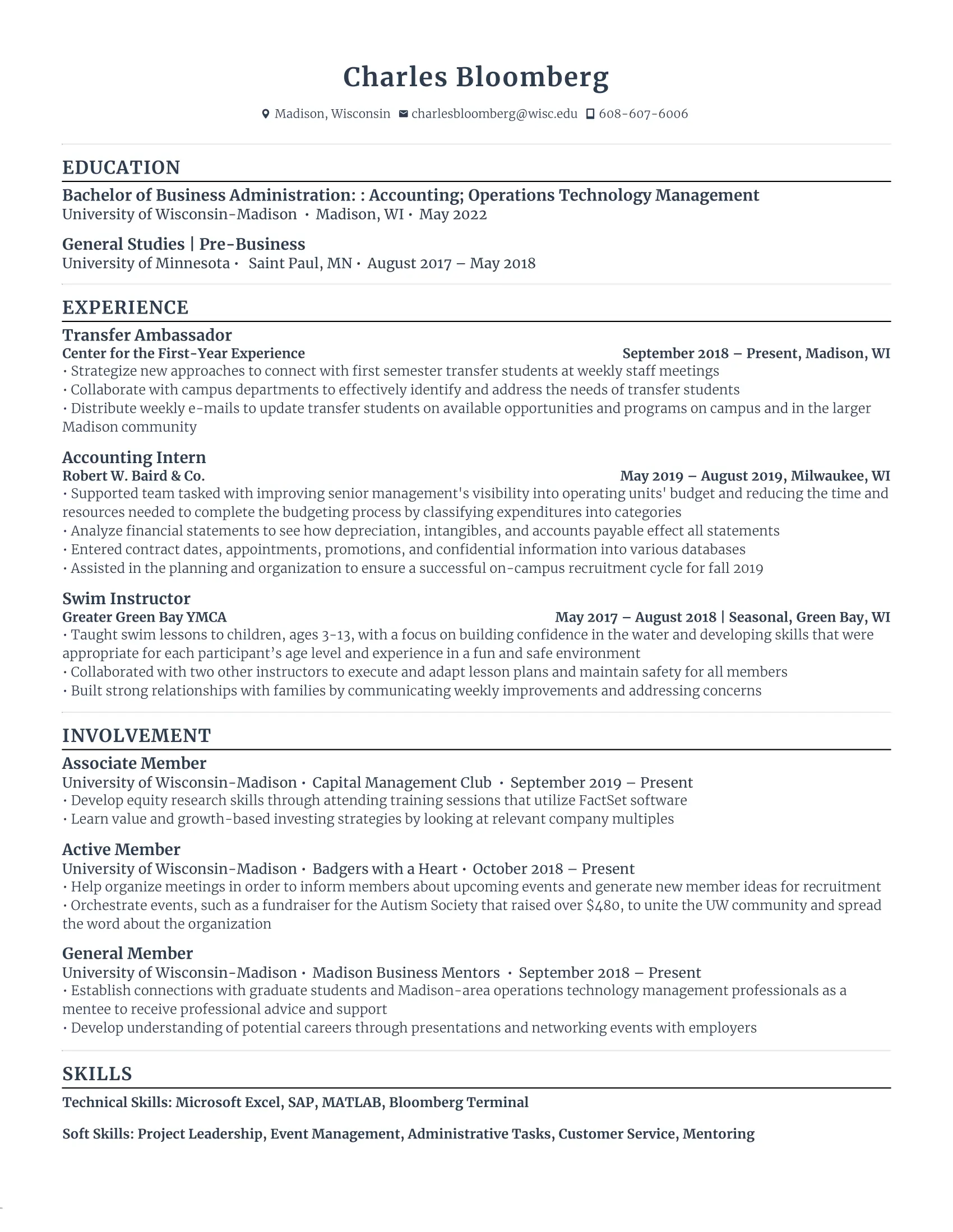 Resume Template for College Students