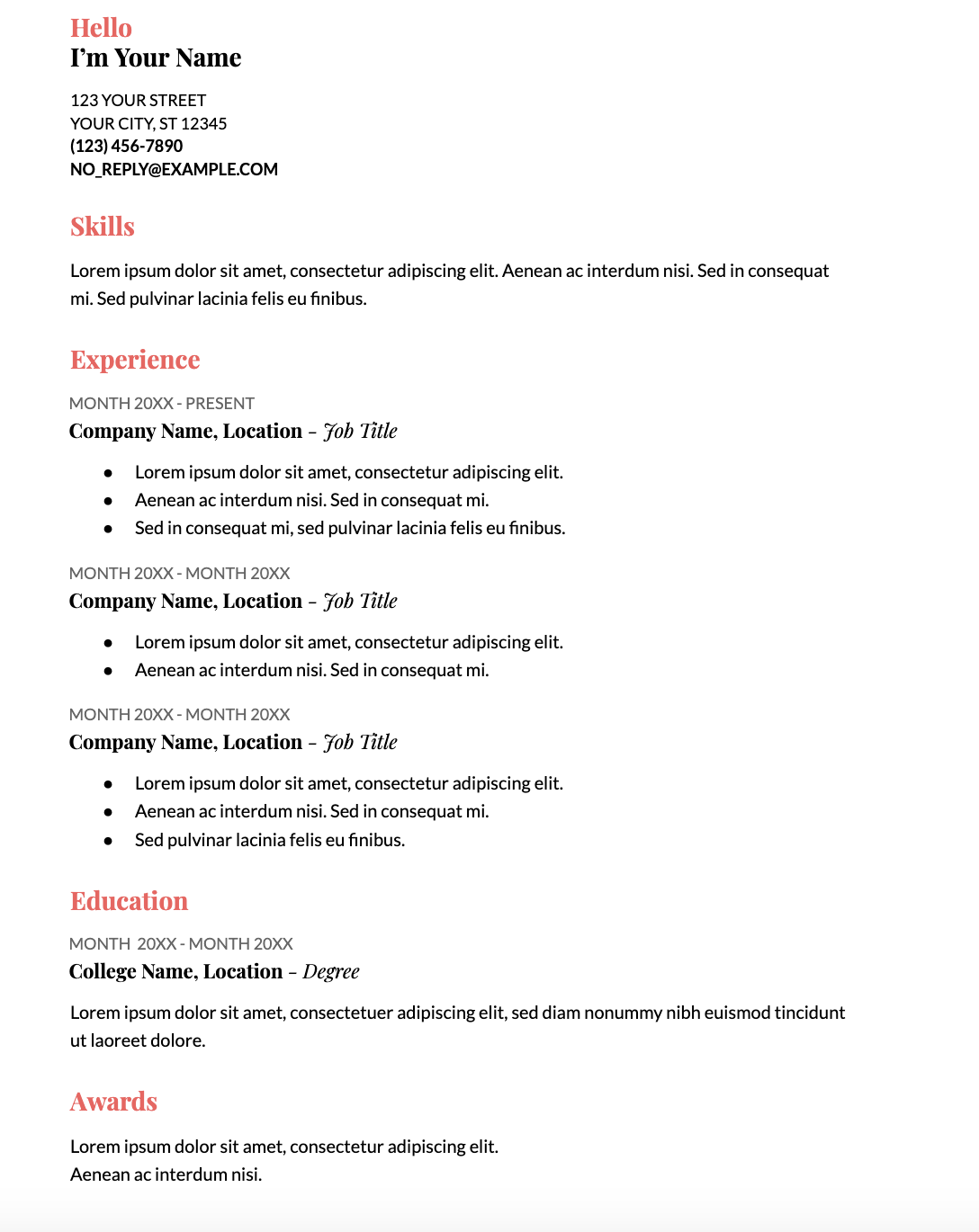 Nursing Resume Template