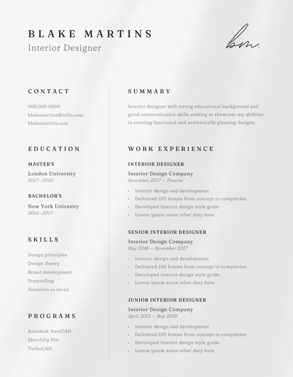 Fashion Resume Template