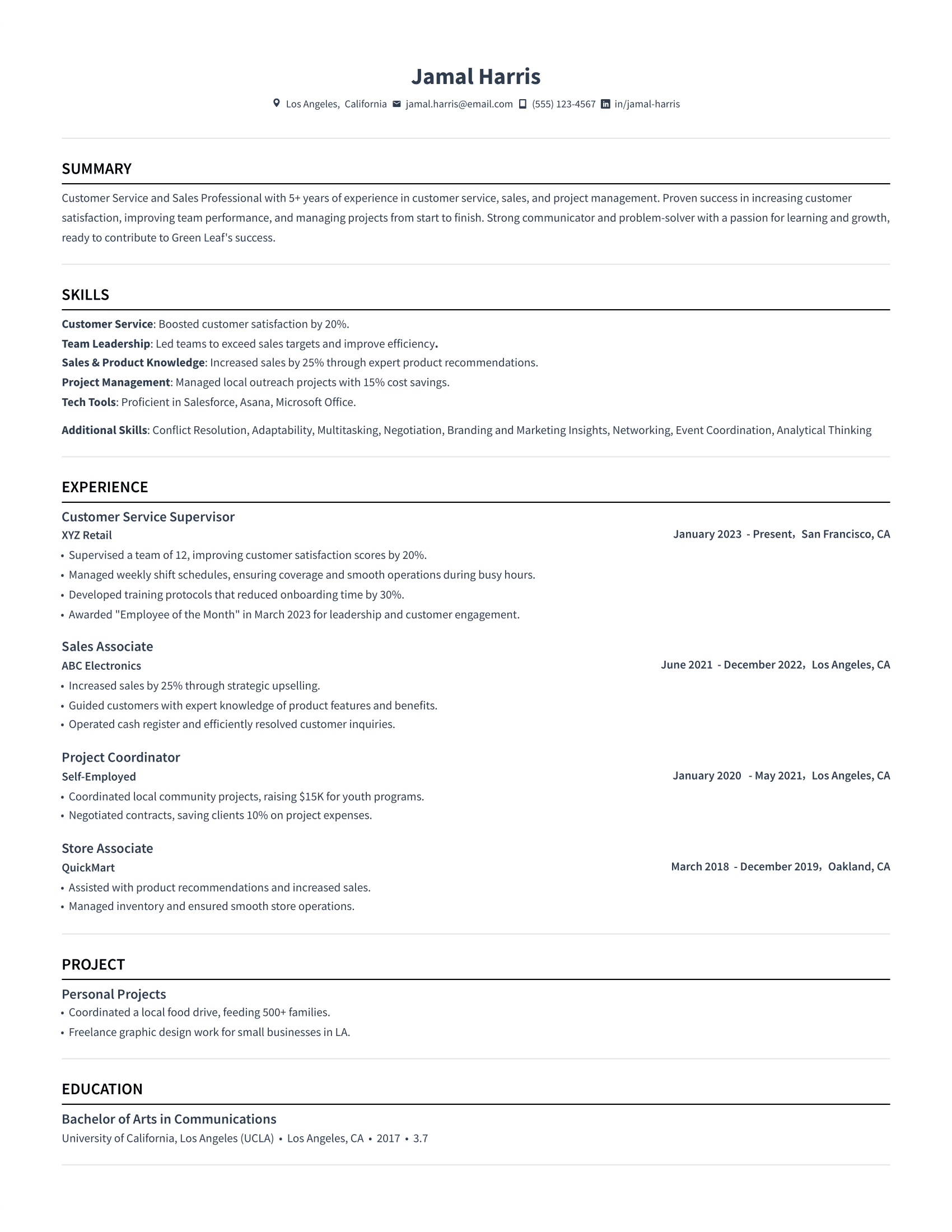 Combination Resume Example