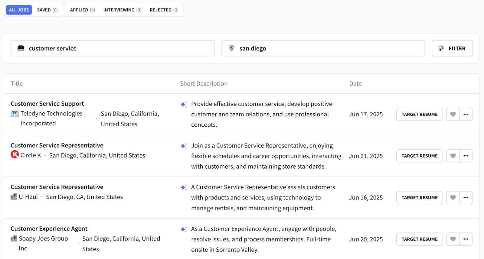 Example of AI Job search