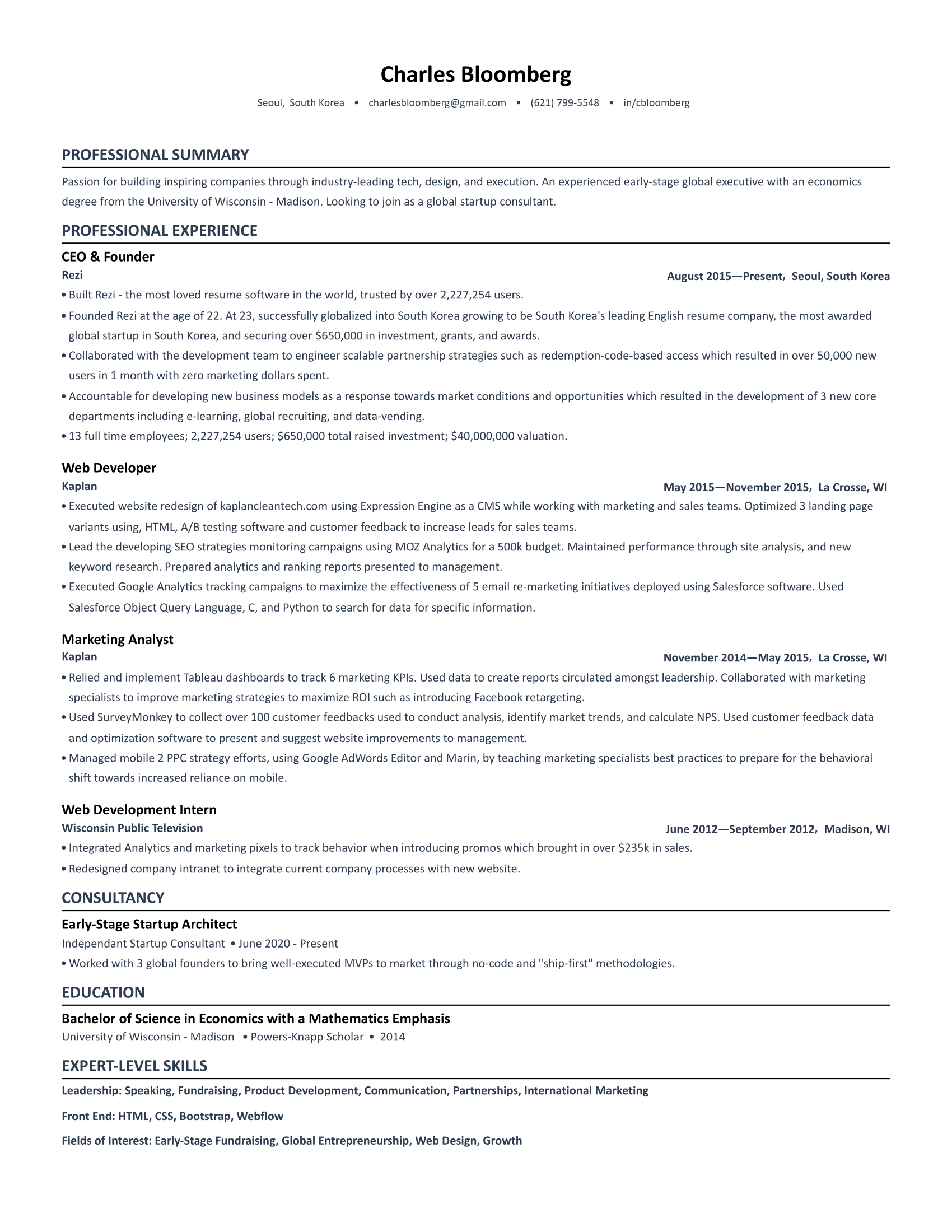 minimalist resume template