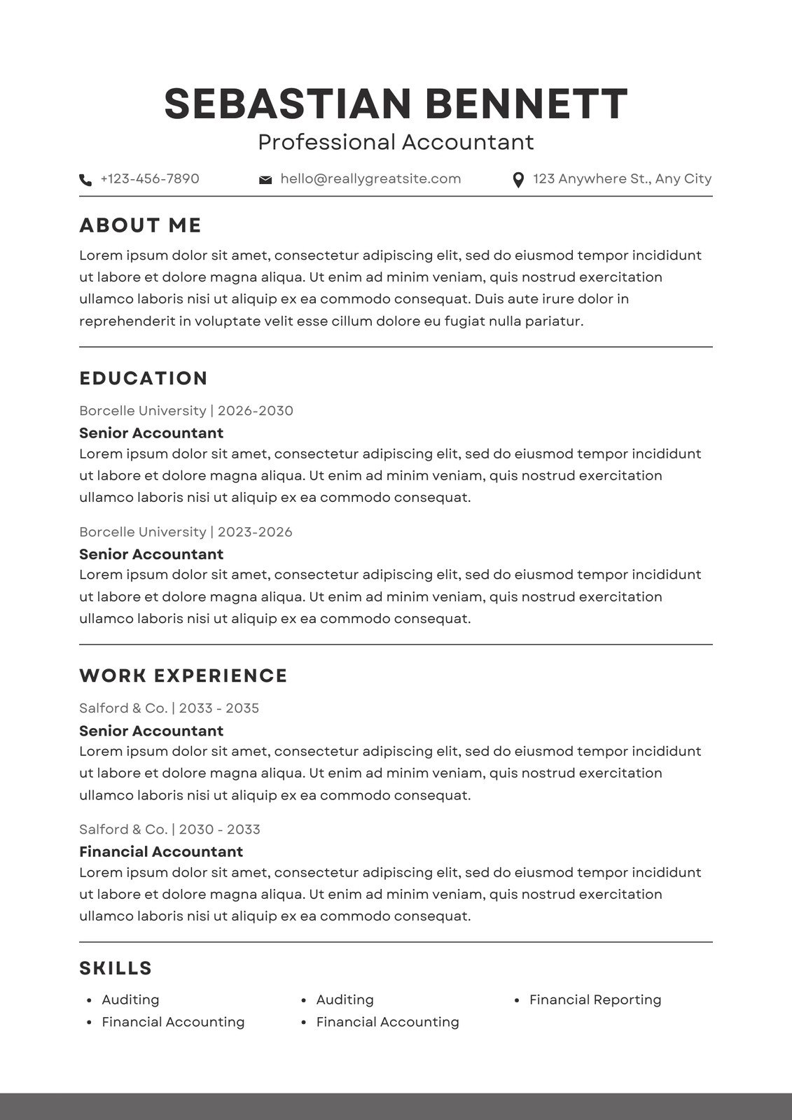 college resume template