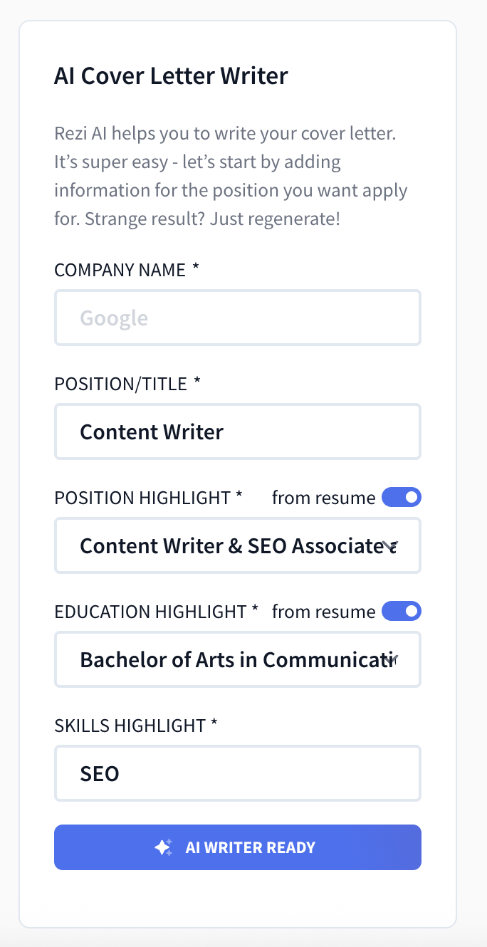 ai cover letter writer
