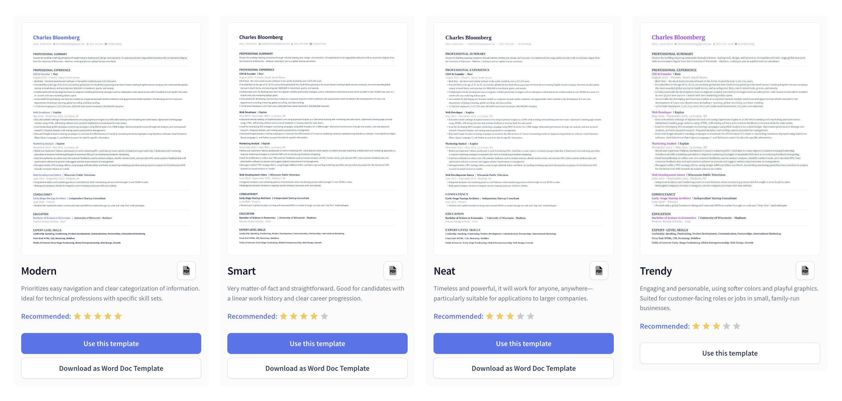rezi template gallery