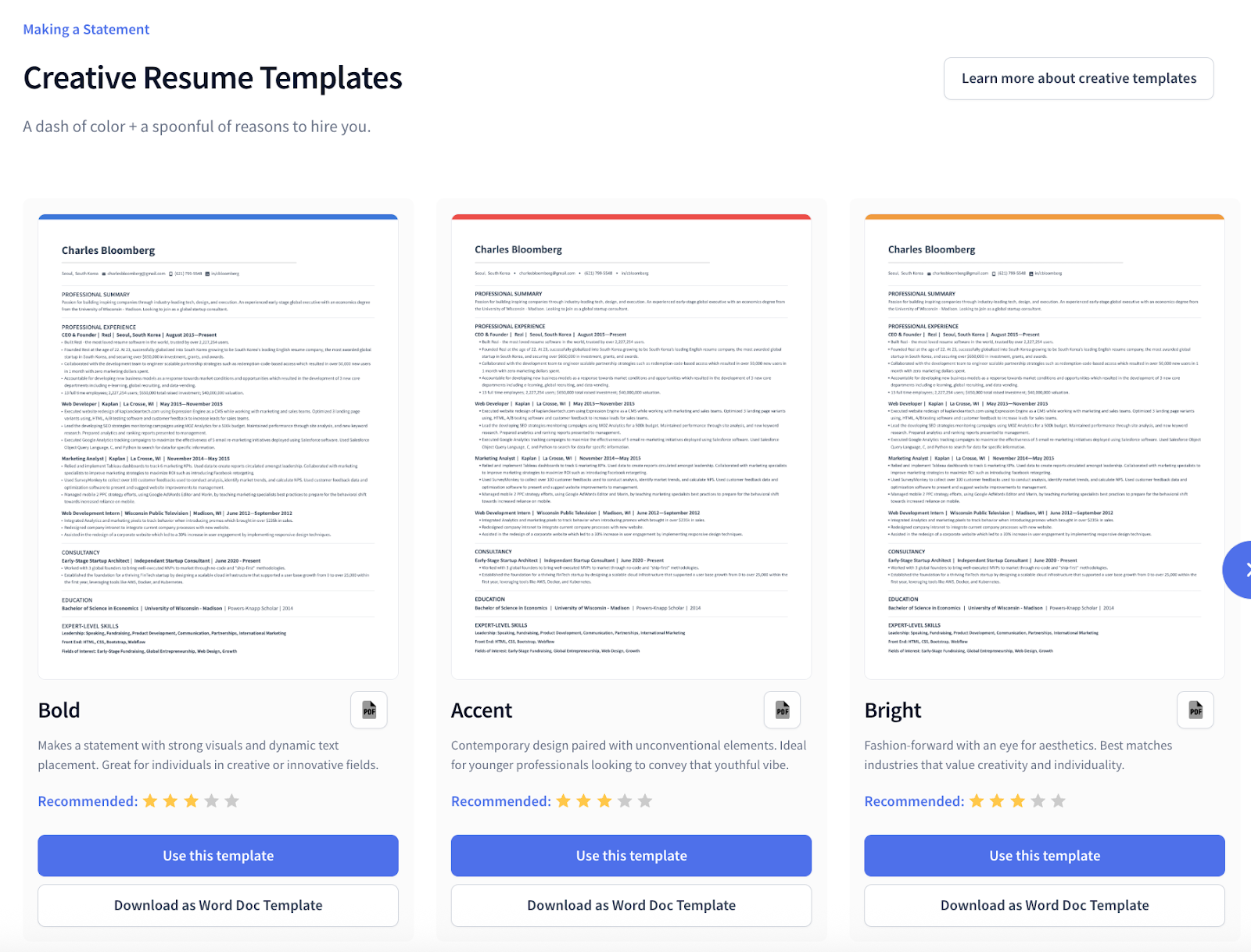 creative as templates by rezi