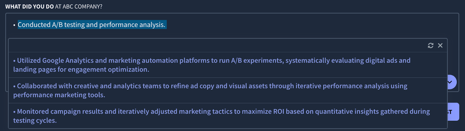 rezi ai bullet point writer
