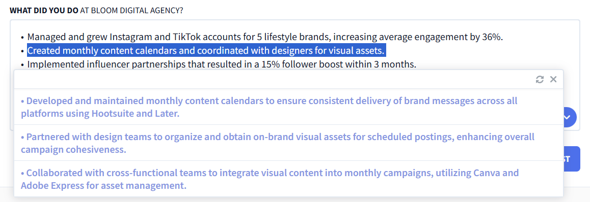 ai bullet point writer