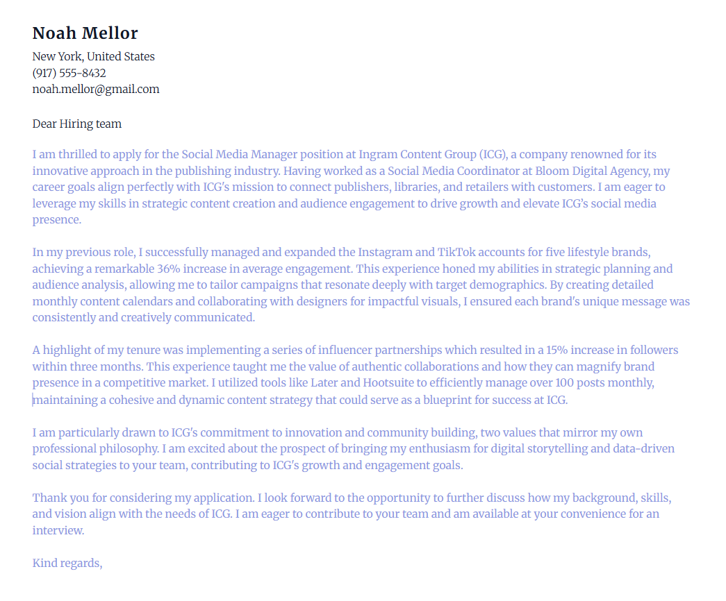 ai Cover Letter writer