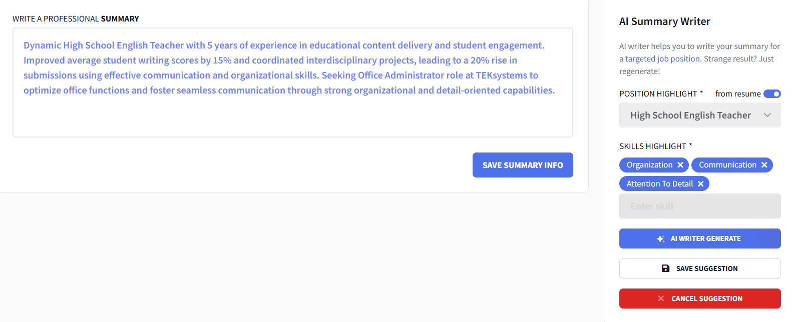 rezi ai summary writer
