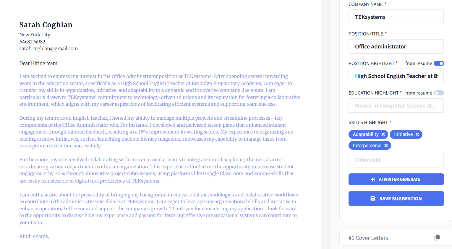 ai cover letter