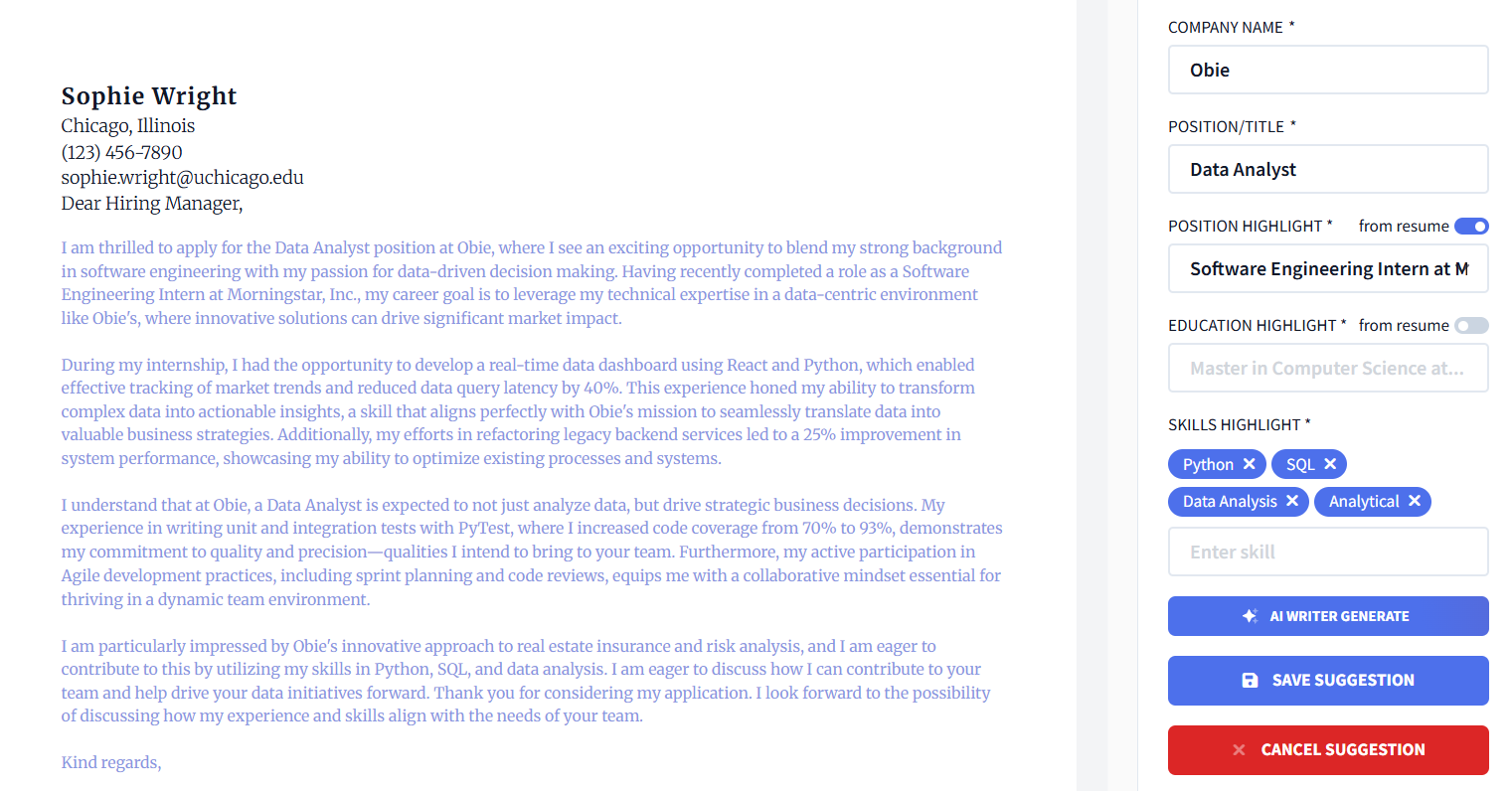 ai cover letter writer