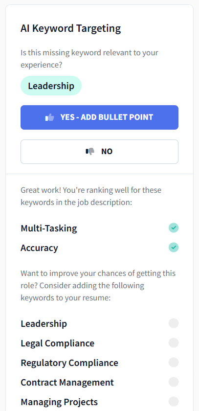 Rezi ai keyword targeting tool