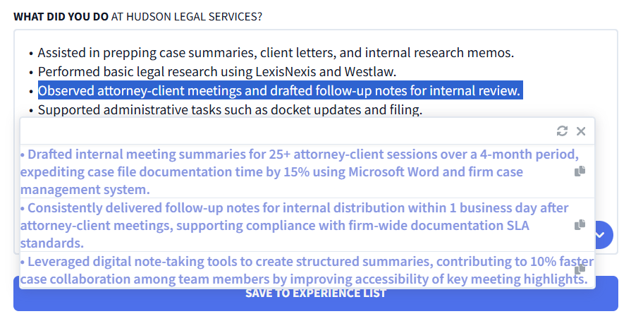 rezi ai bullet point editor