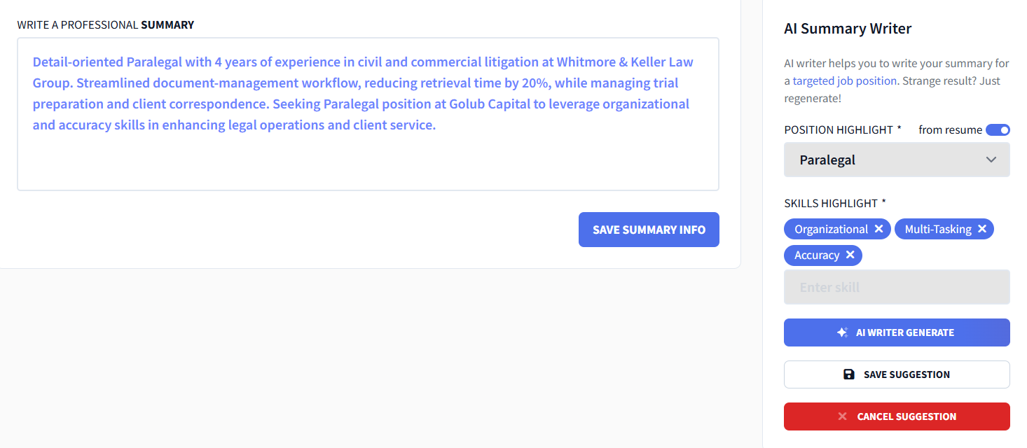 resi ai summary writer