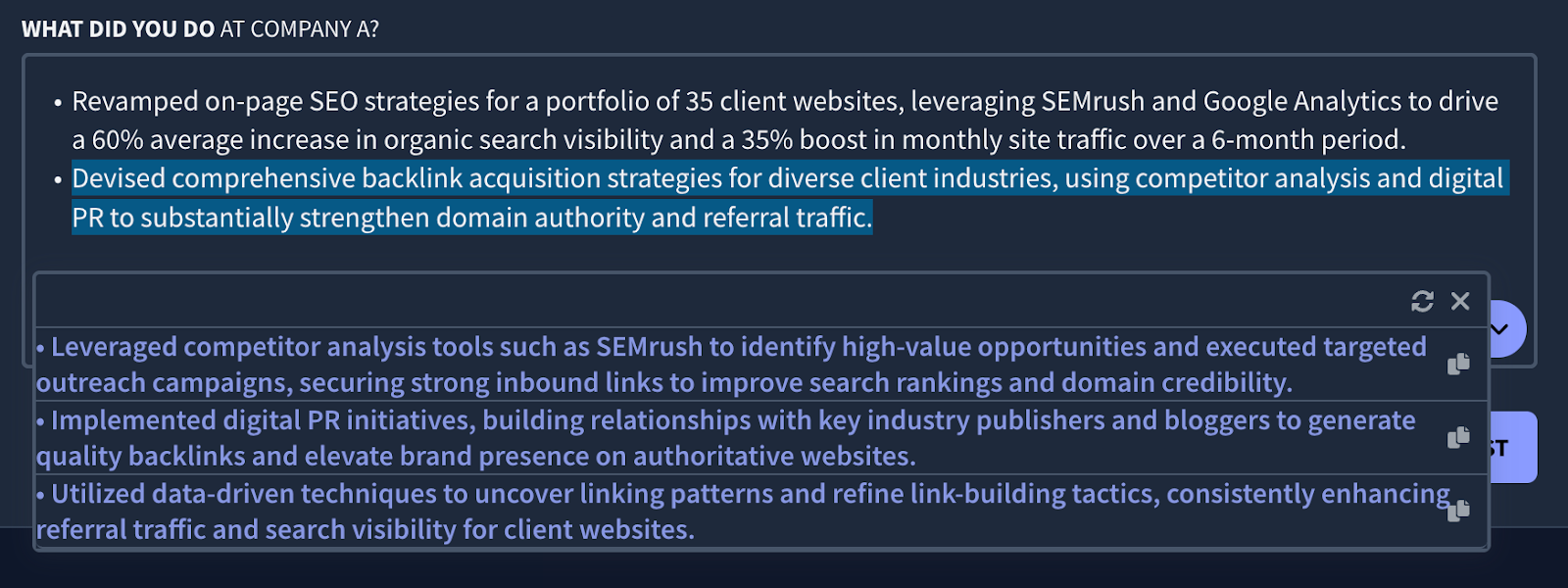 ai bullet point editor
