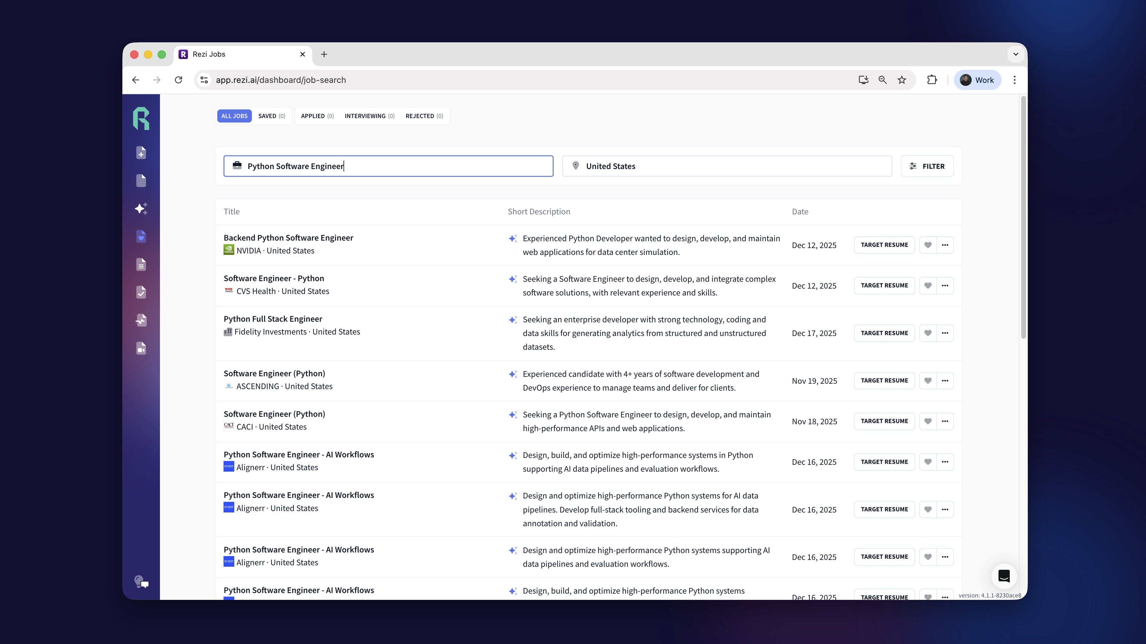 rezi ai job search