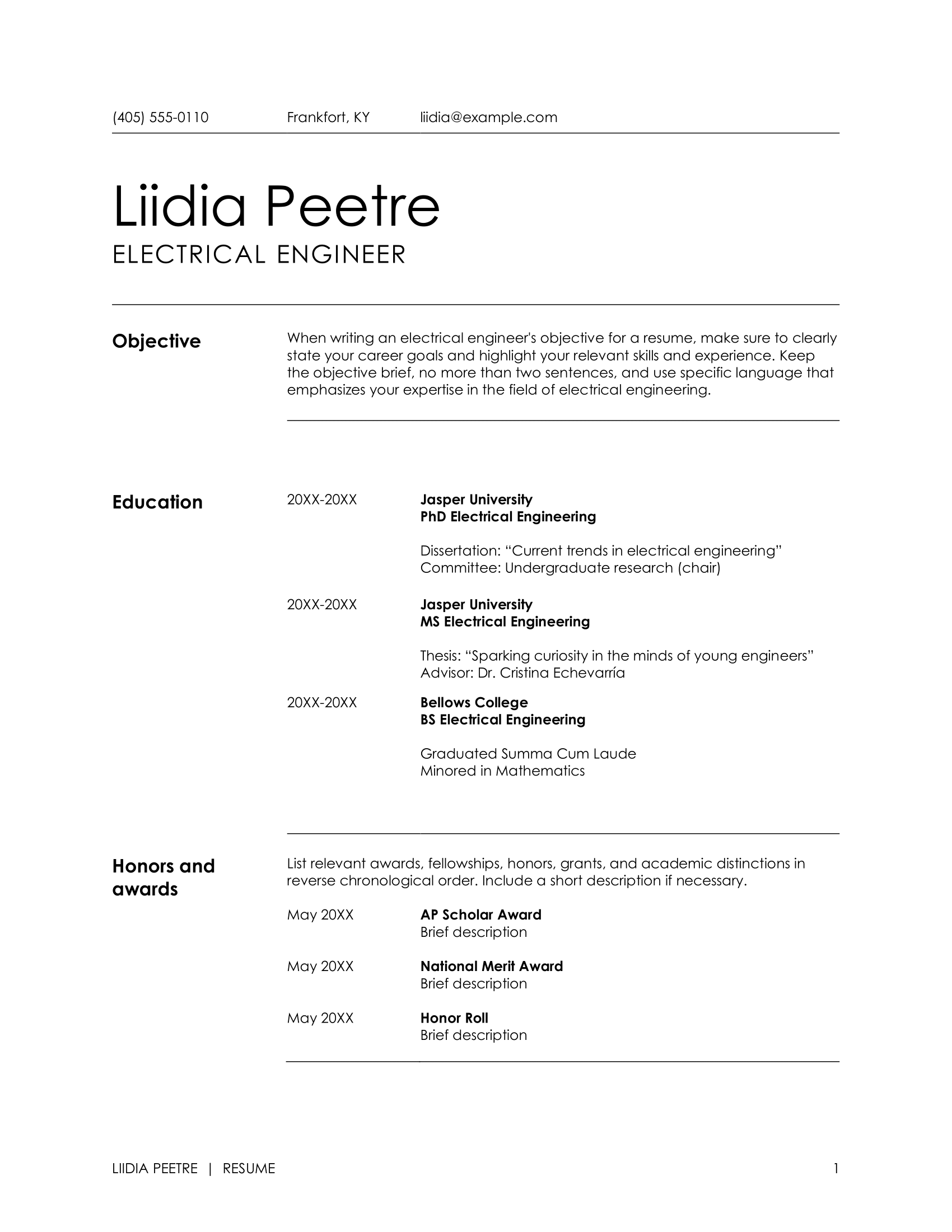 Academic Resume Template
