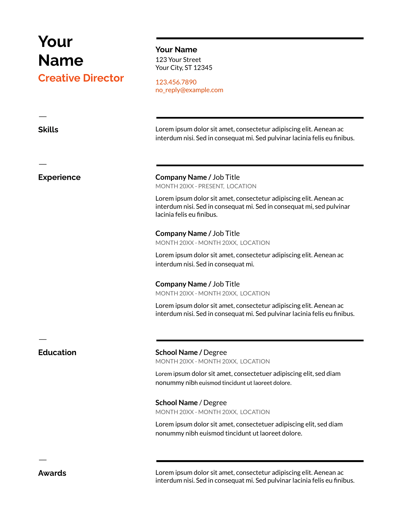 Swiss Resume Template