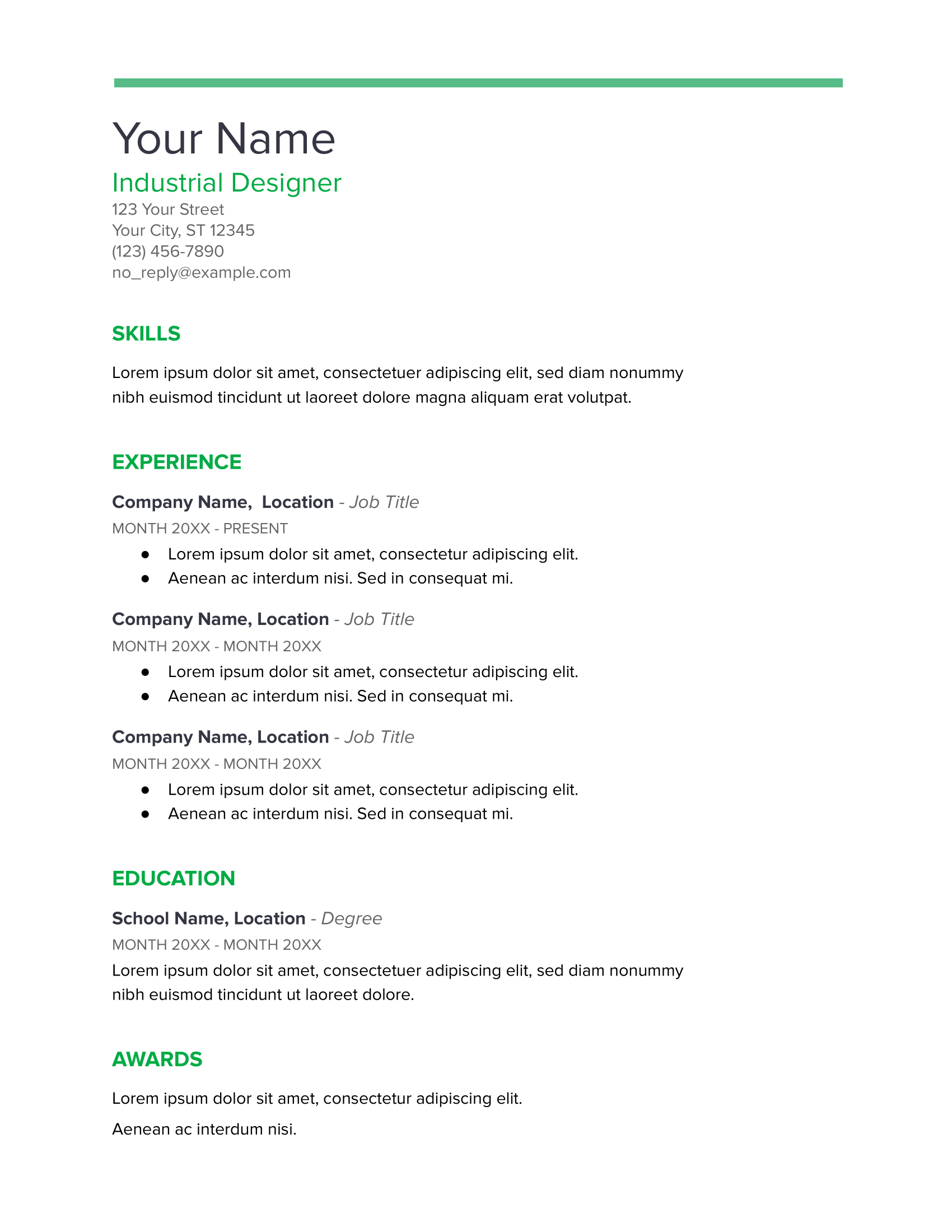 Spearmint Resume Template
