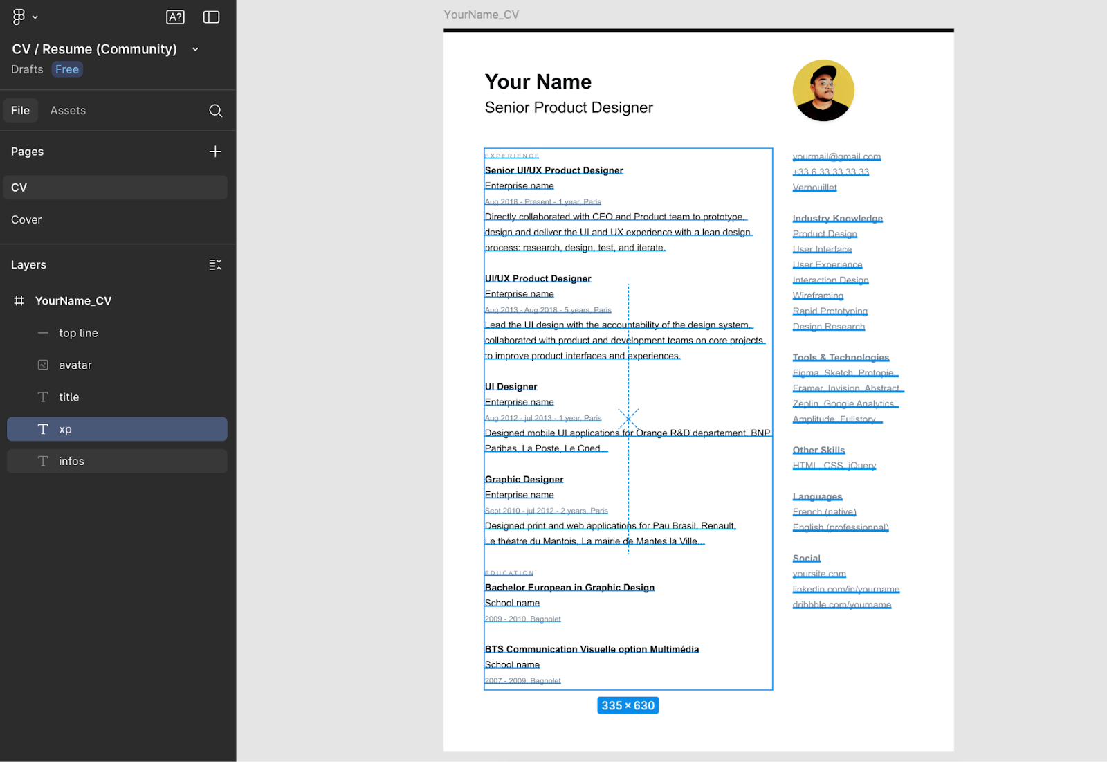 figma resume builder dashboard