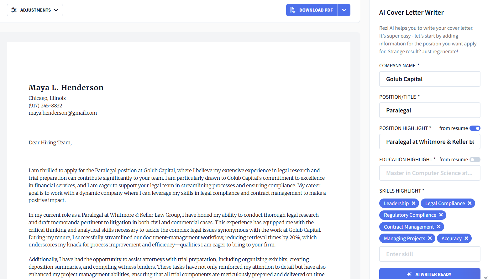 ai cover letter writer