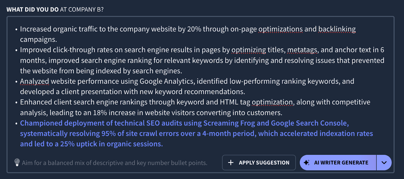 rezi ai bullet point writer