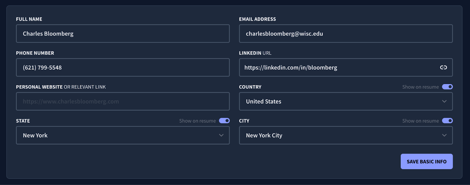 Rezi contact section