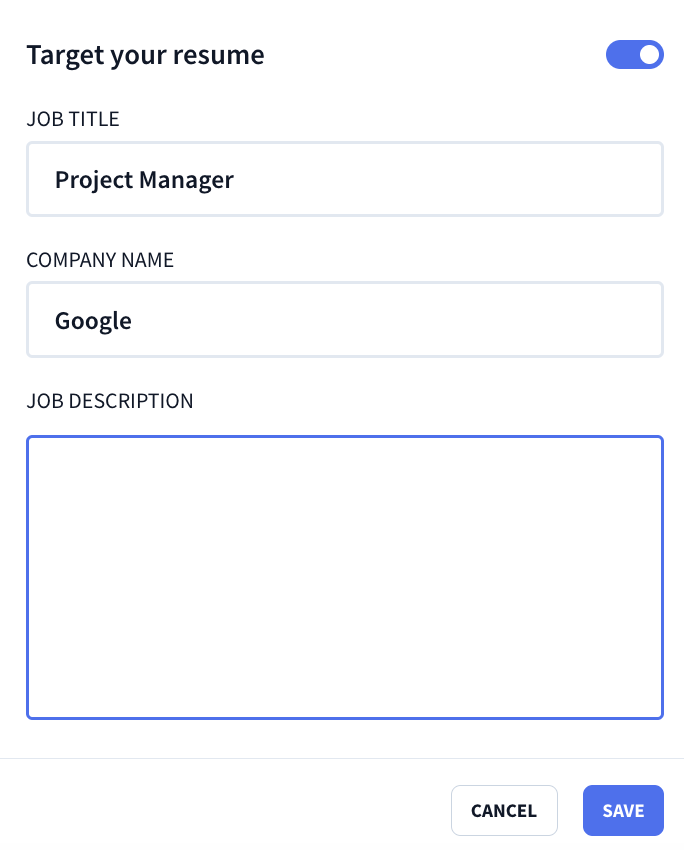 target your resume on rezi