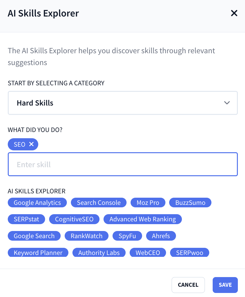 Rezi AI skills explorer