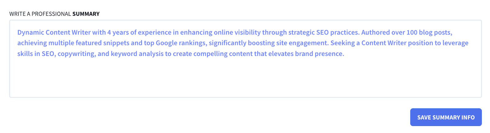 Rezi AI Summary Writer