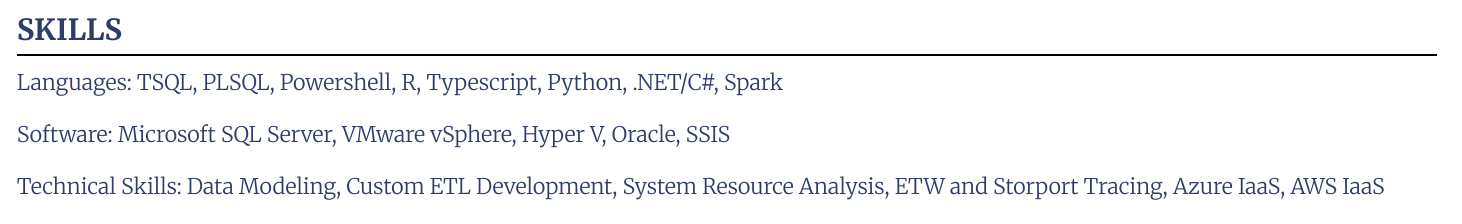 skills section of a resume